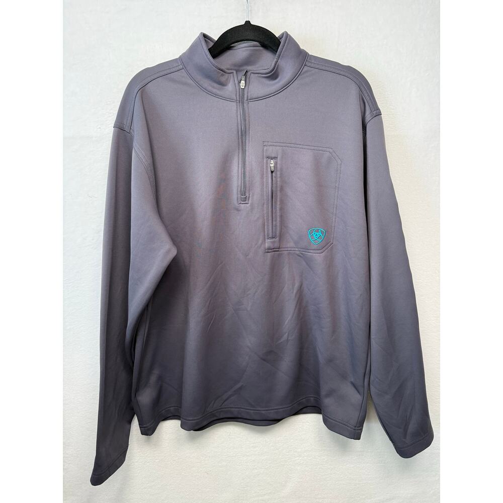 Ariat AriatTek Cold Series 1/4 Zip Pullover, Gray/Blue, Size Large